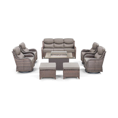 Luxury 8-Piece All-Weather Patio Furniture Set With Fire Pit Table (SAK37512)
