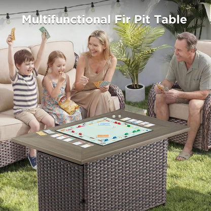 Luxury 8-Piece All-Weather Patio Furniture Set With Fire Pit Table (SAK37512)