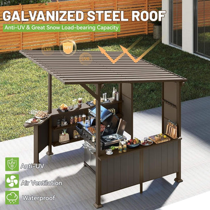 [09X10FT] Modern Slanted Hardtop Alloy Steel Grill Gazebo (SAK32687)