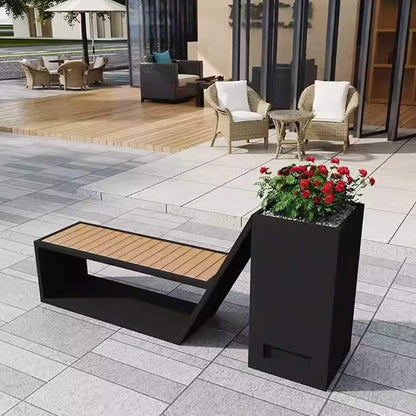 4FT Outdoor Commercial All-Weather Metal Bench With Planter Box [Made-To-Order] (SAK57219)
