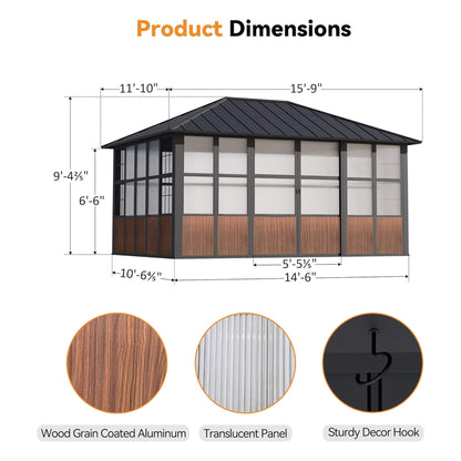 Grandview Premium Hardtop Aluminum Sunroom Solarium With TV Mount And Sliding Doors (SAK60439)