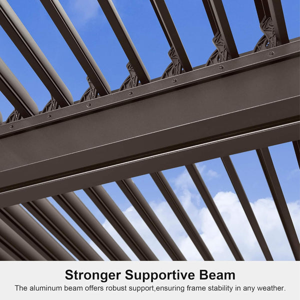 Premium Outdoor Aluminum Louvered Patio Pergola With LED Lights [PERGOLA ONLY] (SAK24896)