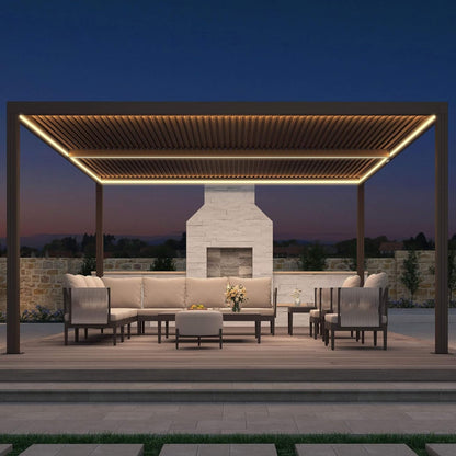 Premium Outdoor Aluminum Louvered Patio Pergola With LED Lights [PERGOLA ONLY] (SAK24896)