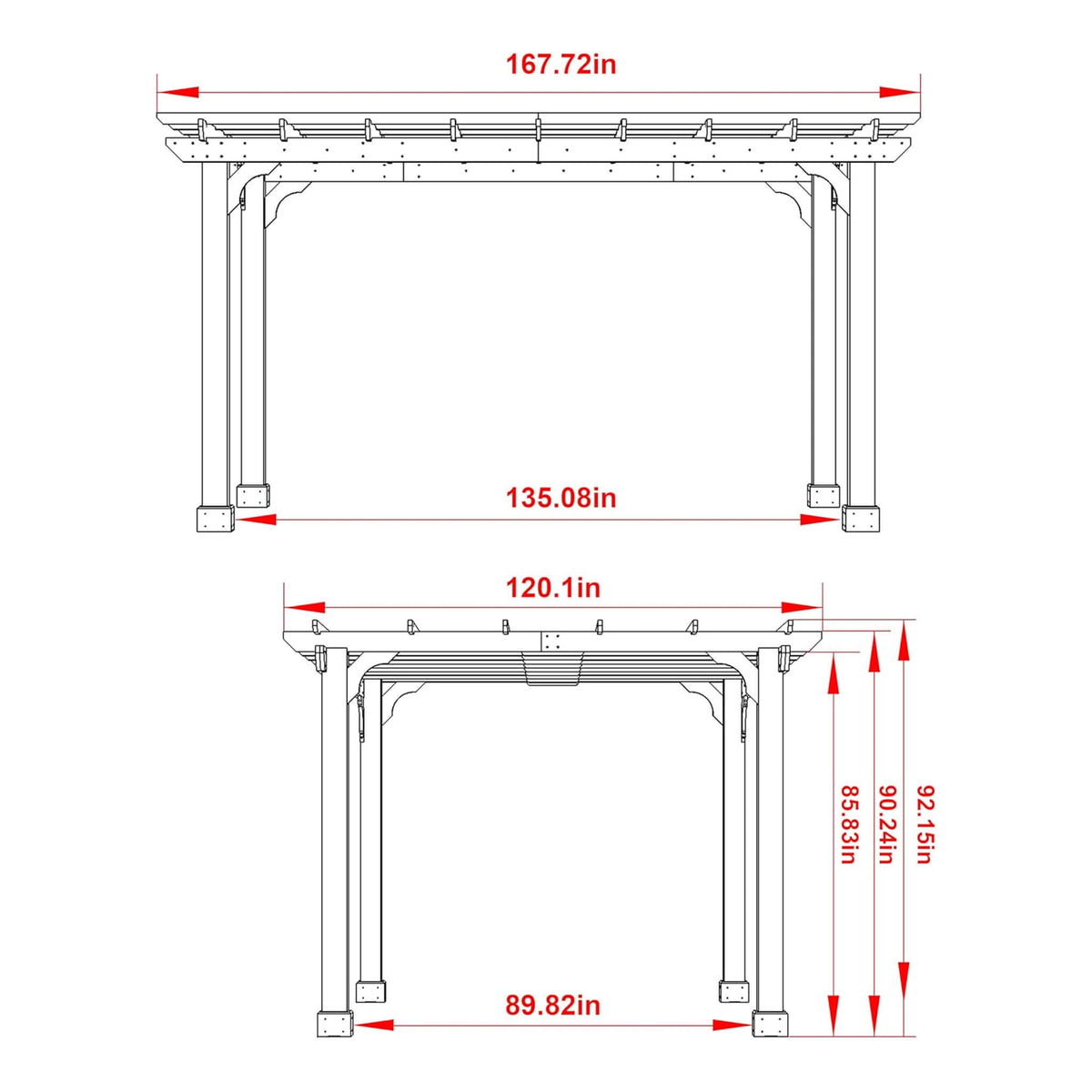 Premium Outdoor Cedar Wood Pergola With Slatted Roof (SAK87024)