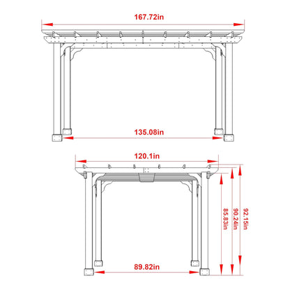 Premium Outdoor Cedar Wood Pergola With Slatted Roof (SAK87024)