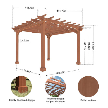 Premium Outdoor Cedar Wood Pergola With Slatted Roof (SAK87024)