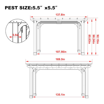 Premium Outdoor Cedar Wood Pergola With Slatted Roof (SAK87024)