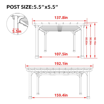 Premium Outdoor Cedar Wood Pergola With Slatted Roof (SAK87024)