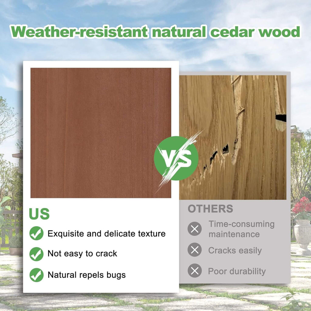 Premium Outdoor Cedar Wood Pergola With Slatted Roof (SAK87024)