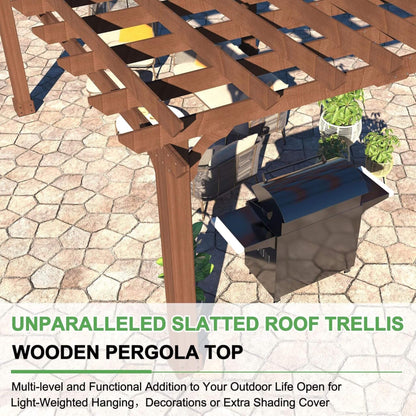 Premium Outdoor Cedar Wood Pergola With Slatted Roof (SAK87024)