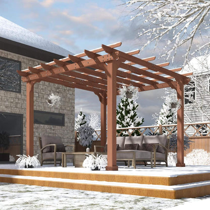 Premium Outdoor Cedar Wood Pergola With Slatted Roof (SAK87024)
