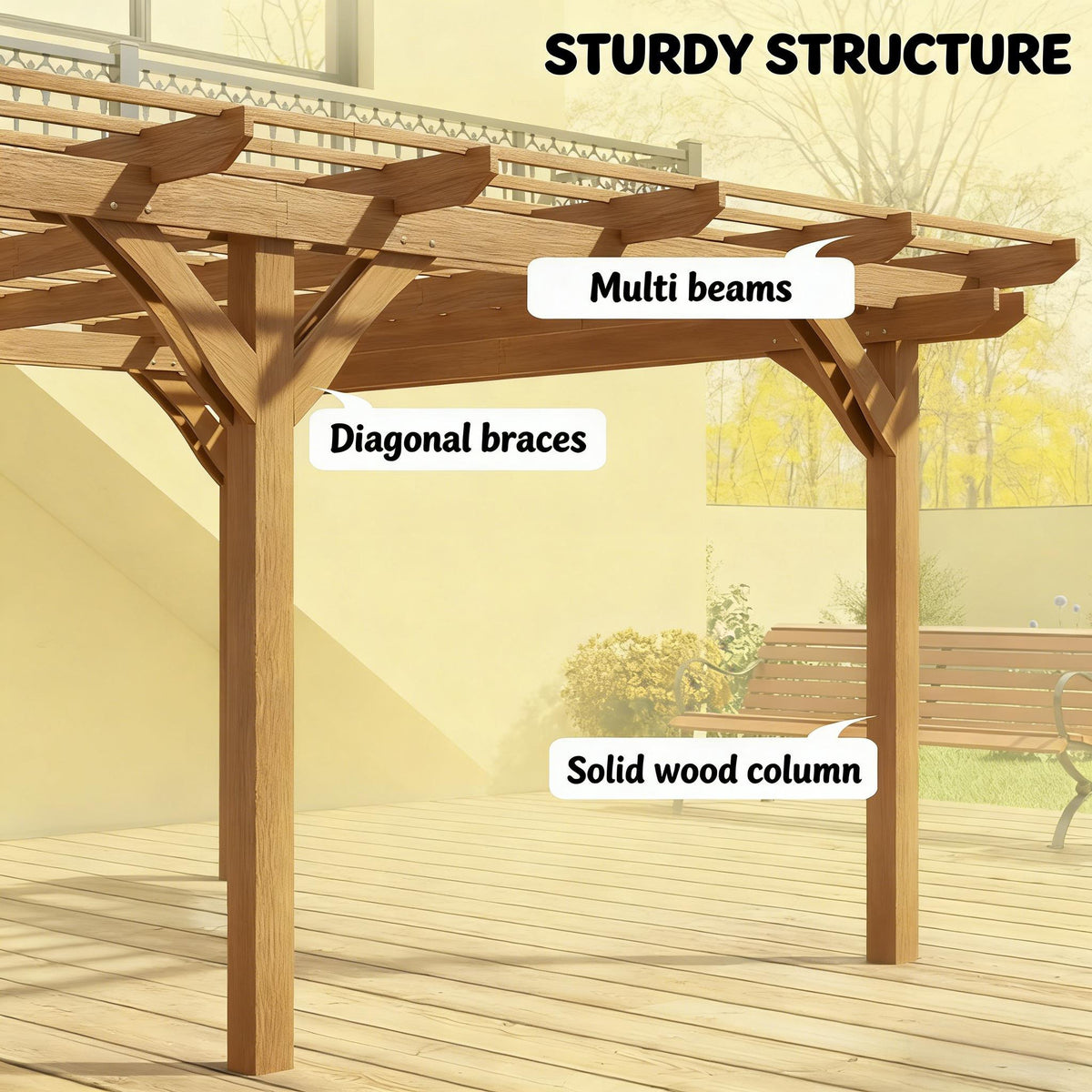 [09X12FT] Premium Outdoor Wooden Grape Trellis Pergola (SAK18579)