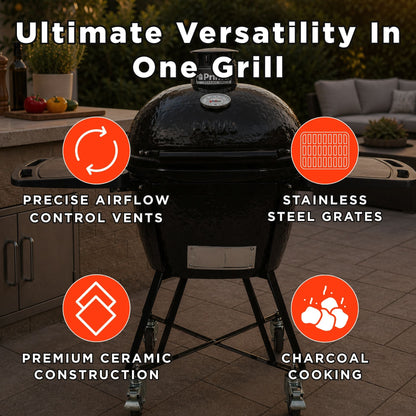 Primo Oval Large 300 All-In-One Ceramic Kamado Grill W/ Cradle, Side Shelves & Stainless Steel Grates [PGCLGC] (SAK21293)