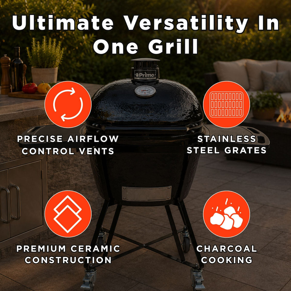 Primo Oval XL 400 All-In-One Kamado Charcoal Grill [PGCXLC] (SAK19358)