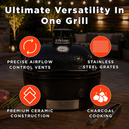 Primo Oval XL 400 Ceramic Kamado BBQ Grill W/ Stainless Steel Grates [PGCXLH] (SAK23100)