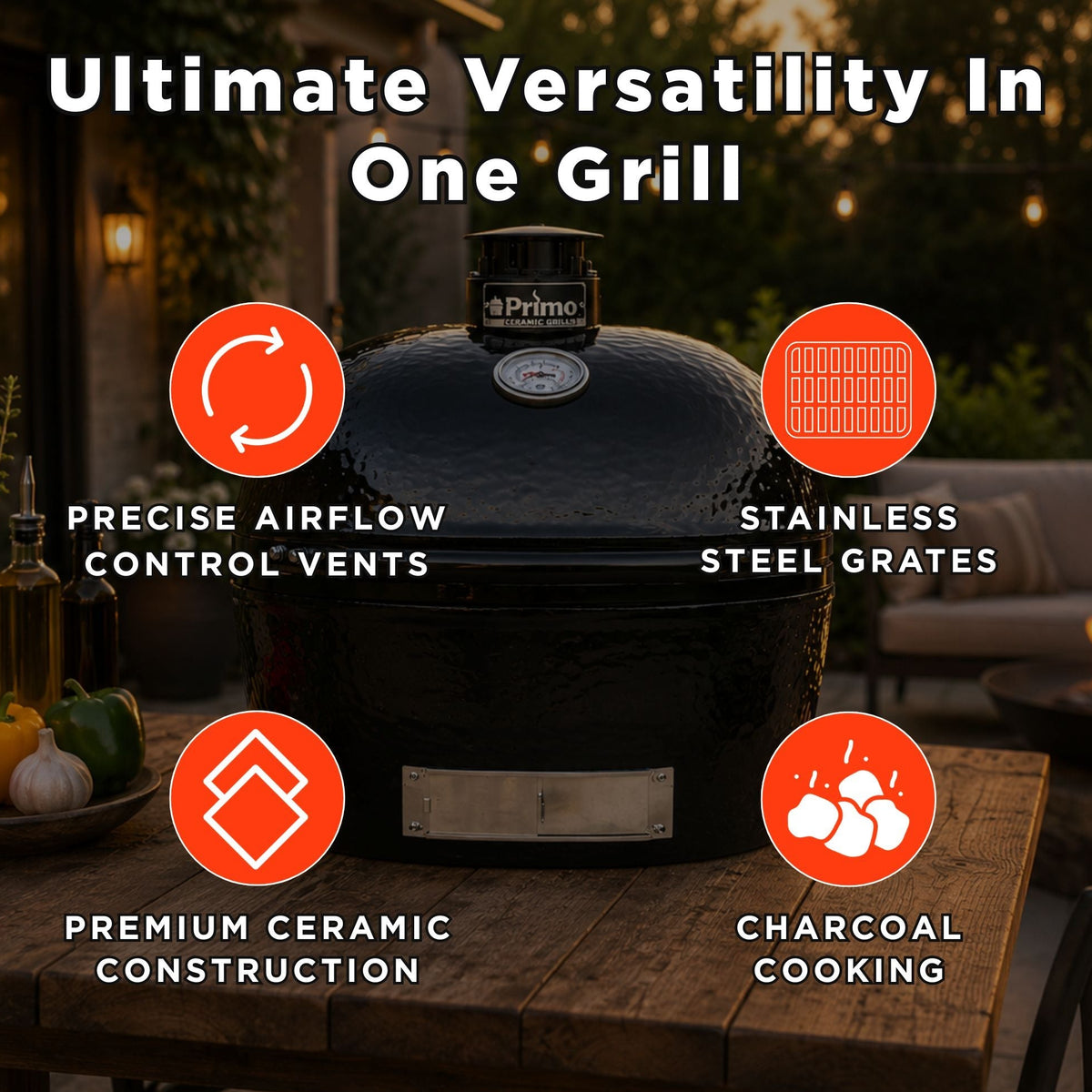 Primo Oval XXL Black Ceramic Kamado Charcoal Grill [PGCXXLH] (SAK25674)