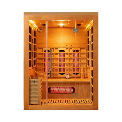 Aurora 3-Person Indoor Hybrid Sauna Room With Infrared And 4.5KW Steam Heater [Made-To-Order] (SAK41592)