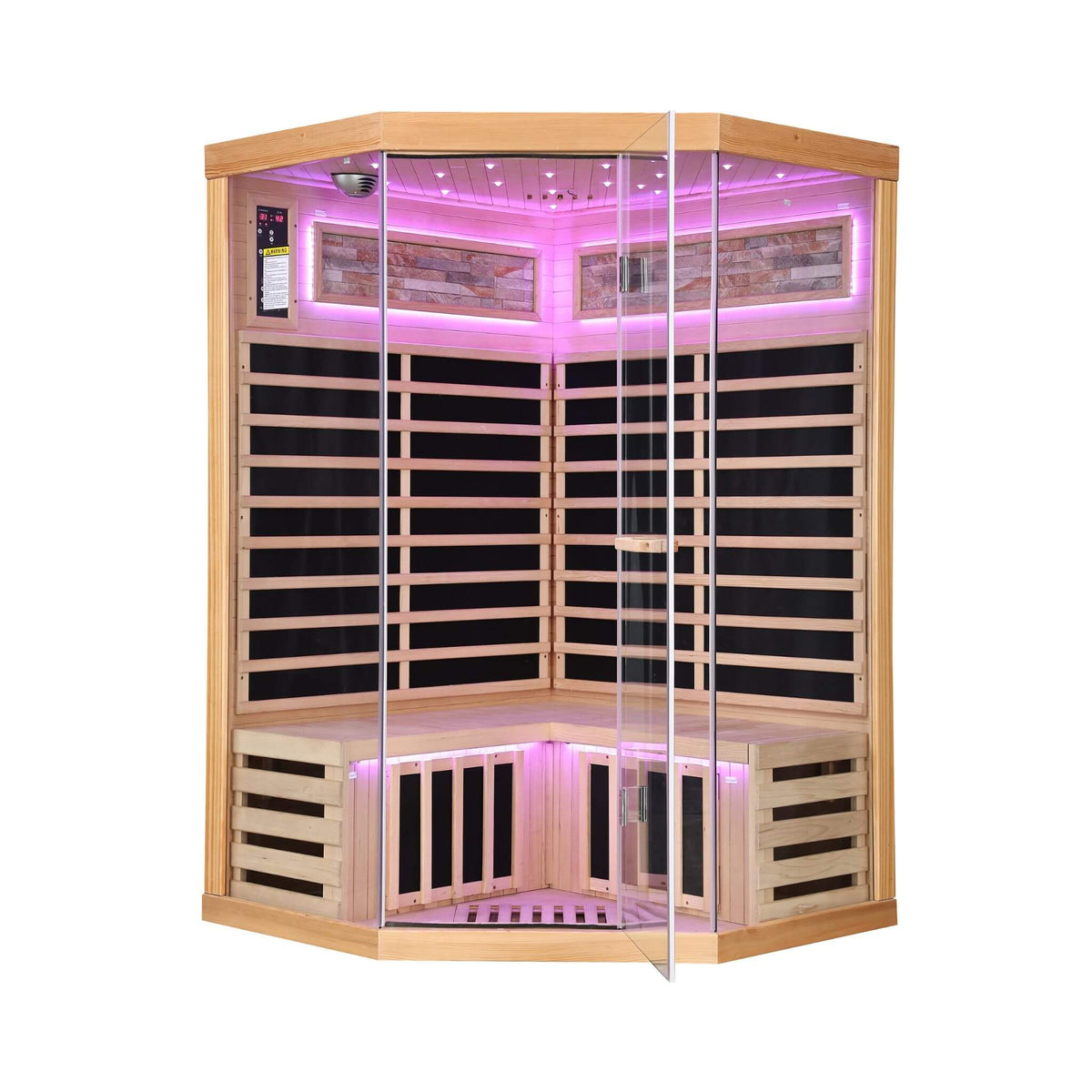 Ember Premium Canadian Hemlock 2-Person Indoor Infrared Sauna Room With Glass Front (SAK21495)