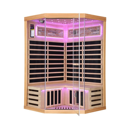 Ember Premium Canadian Hemlock 2-Person Indoor Infrared Sauna Room With Glass Front (SAK21495)