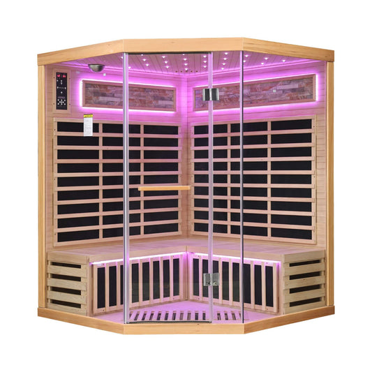 Aura Premium Canadian Hemlock Pentagonal Indoor Infrared Sauna Room With Glass Front (SAK98673)