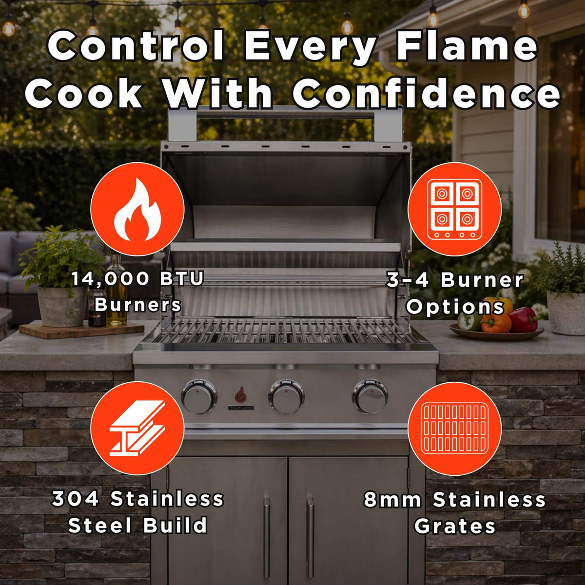 TrueFlame E-Series Built-In Stainless Steel Gas Grill [TFE25/32] (SAK13784)