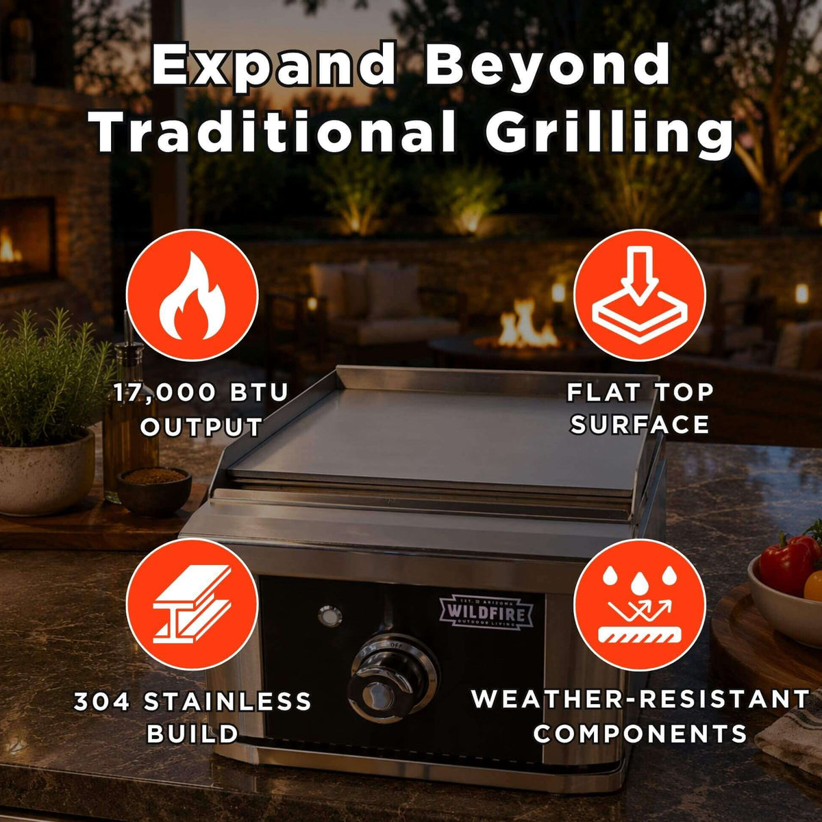 Wildfire Outdoor Living Ranch Pro 15-Inch Stainless Steel Side Griddle [WFSDGRD-BSS/SS] (SAK19684)
