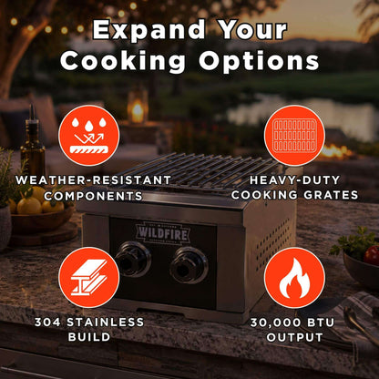 Wildfire Outdoor Living Ranch Pro 14-Inch Stainless Steel Double Side Burner [WFDBLSBRN-BSS/SS] (SAK64352)